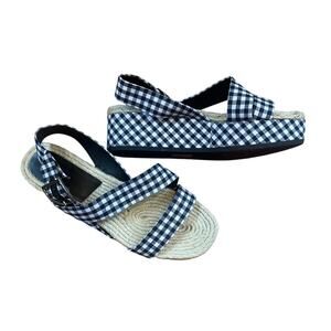 Rag & Bone Black White Gingham Platform Espadrille Sandals 40